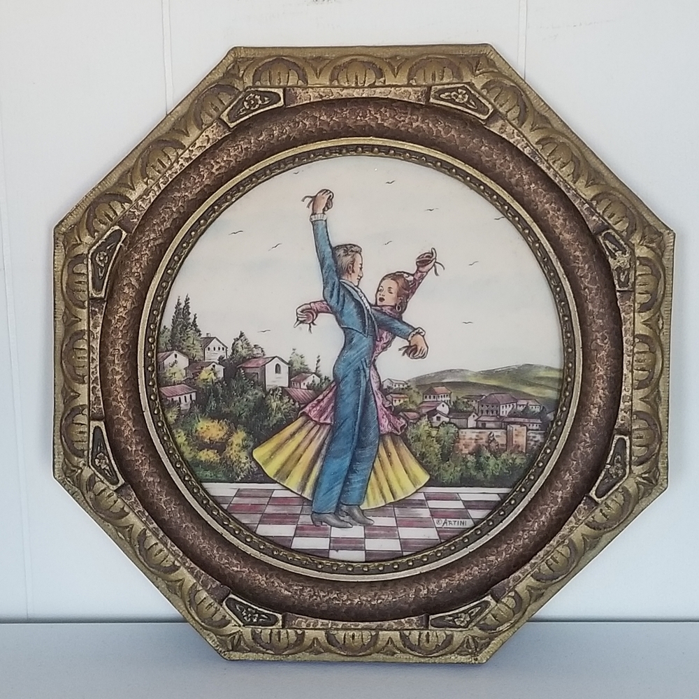VINTAGE ARTINI ARTS ORIG 4-D PICTURE OF VIBRANT DANCING COUPLE NUMBERED & SIGNED